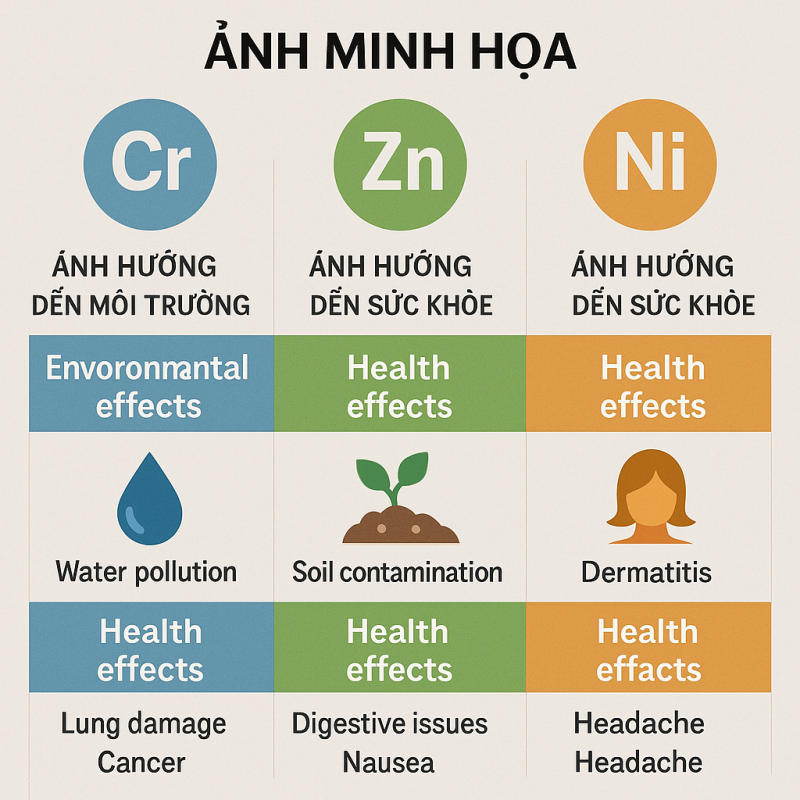 Ảnh hưởng của Cr, Zn, Ni tới môi trường và sức khỏe con người